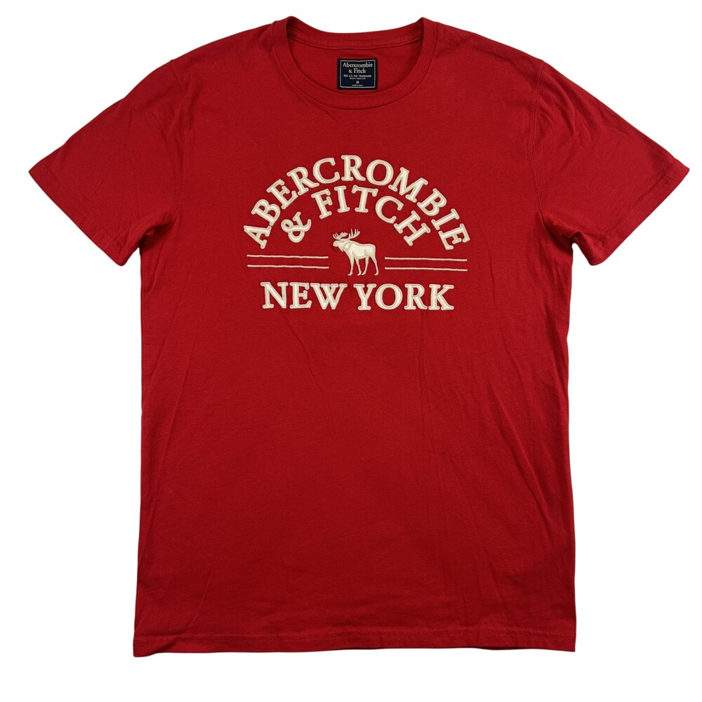Vtg Abercrombie & Fitch Shirt Mens Medium New York Moose Logo Graphic Tee Y2K